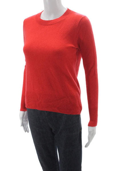 J Crew Women 100% Cashmere Crew Neck Pullover Sweater Red Long Sleeve Size 2XS