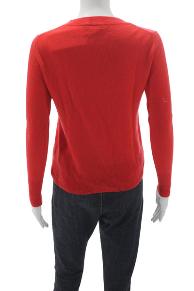 J Crew Women 100% Cashmere Crew Neck Pullover Sweater Red Long Sleeve Size 2XS