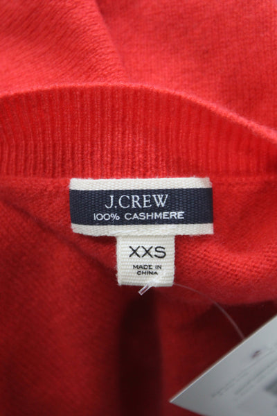J Crew Women 100% Cashmere Crew Neck Pullover Sweater Red Long Sleeve Size 2XS