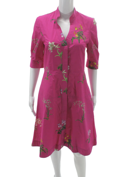 Charlotte Brody Womens Pink Floral Cotton Shirt Dress Size S