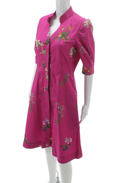 Charlotte Brody Womens Pink Floral Cotton Shirt Dress Size S