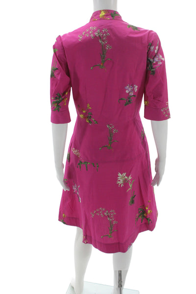 Charlotte Brody Womens Pink Floral Cotton Shirt Dress Size S