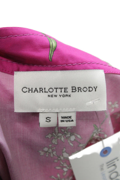 Charlotte Brody Womens Pink Floral Cotton Shirt Dress Size S