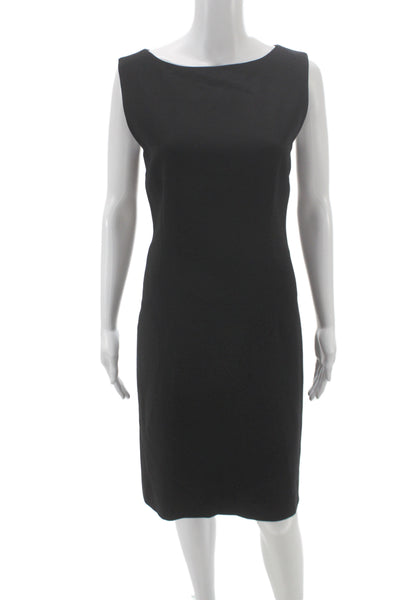 Luca Luca Womens Sheath Dress Boat Neck Midcalf Sleeveless Zip Black Size 48