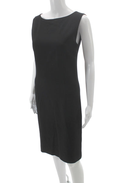 Luca Luca Womens Sheath Dress Boat Neck Midcalf Sleeveless Zip Black Size 48
