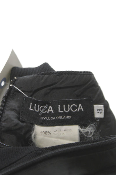 Luca Luca Womens Sheath Dress Boat Neck Midcalf Sleeveless Zip Black Size 48