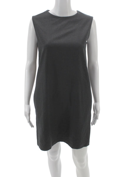The Row Women Shift Wool Gray Midi Dress Sleeveless Round Neck Size S