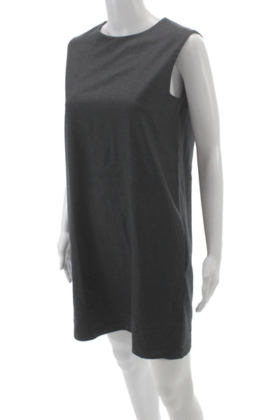 The Row Women Shift Wool Gray Midi Dress Sleeveless Round Neck Size S