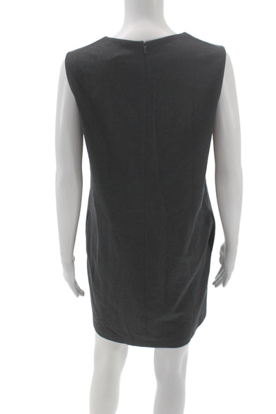 The Row Women Shift Wool Gray Midi Dress Sleeveless Round Neck Size S