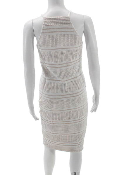 Melissa Odabash Womens Beige Striped Bodycon Midi Dress High Neck Size M