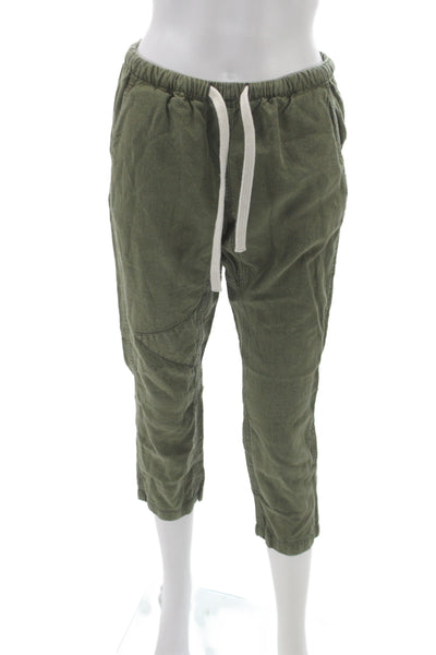 FREE CITY Womens Cropped Pants Green Hemp Drawstring Size XS