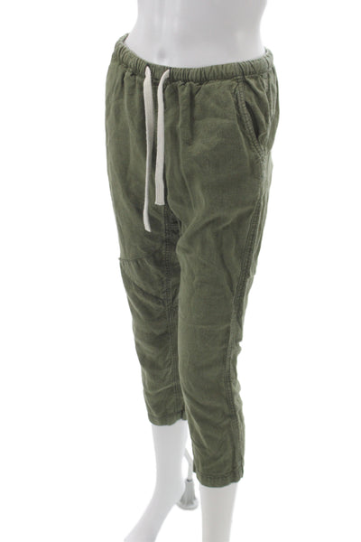 FREE CITY Womens Cropped Pants Green Hemp Drawstring Size XS