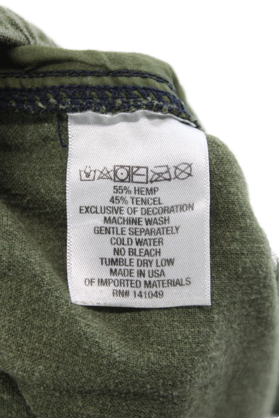 FREE CITY Womens Cropped Pants Green Hemp Drawstring Size XS
