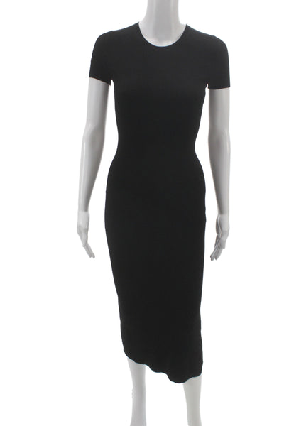 Theory Womens Bodycon Long Black Dress Short Sleeve Viscose Size PP