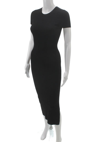 Theory Womens Bodycon Long Black Dress Short Sleeve Viscose Size PP