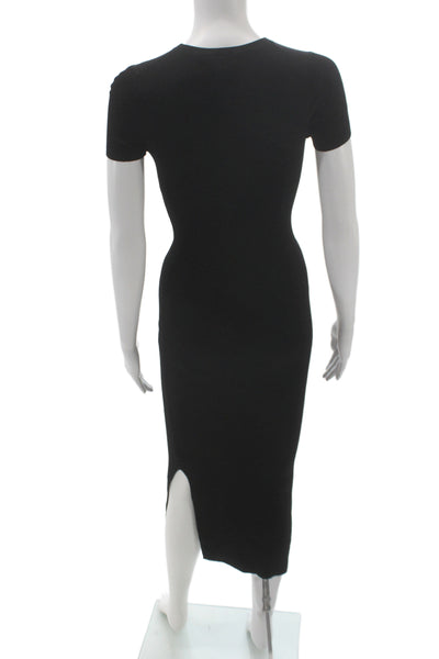Theory Womens Bodycon Long Black Dress Short Sleeve Viscose Size PP