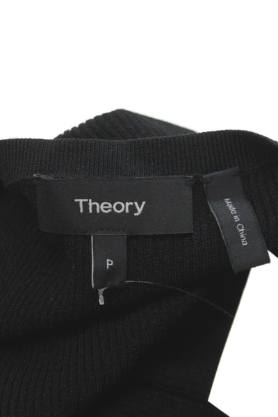 Theory Womens Bodycon Long Black Dress Short Sleeve Viscose Size PP