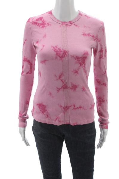 Proenza Schouler White Label Women Pink Tie Dye Long Sleeve T-Shirt Size XS