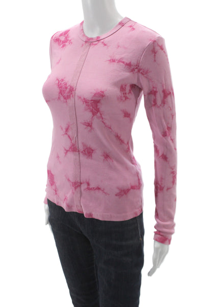Proenza Schouler White Label Women Pink Tie Dye Long Sleeve T-Shirt Size XS