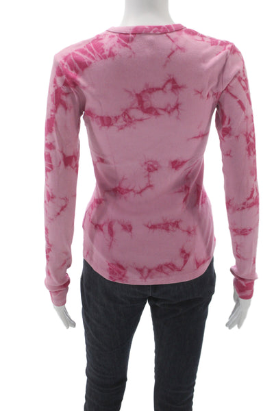 Proenza Schouler White Label Women Pink Tie Dye Long Sleeve T-Shirt Size XS