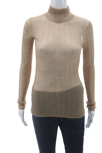 Theory Womens Pullover Sweater Turtleneck Beige Wool Size PP