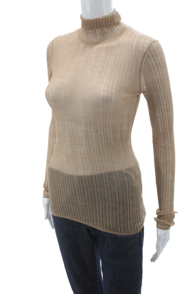 Theory Womens Pullover Sweater Turtleneck Beige Wool Size PP