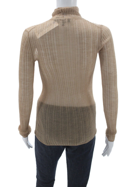 Theory Womens Pullover Sweater Turtleneck Beige Wool Size PP