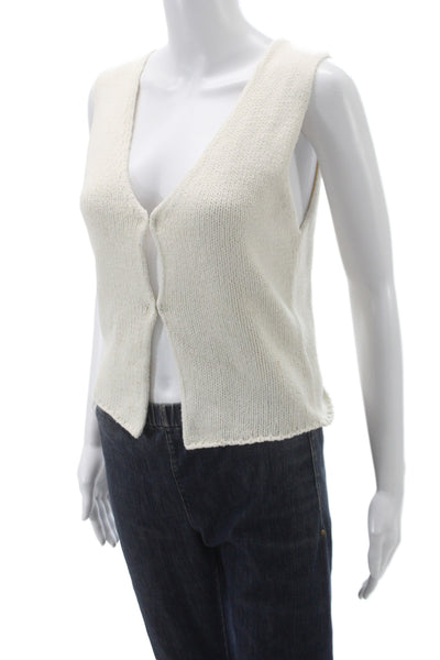 Rumored Women Ivory V-Neck Sweater Vest Sleeveless Size S