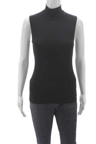 Theory Women Sleeveless Turtleneck Tank Black 90% Viscose Size PP