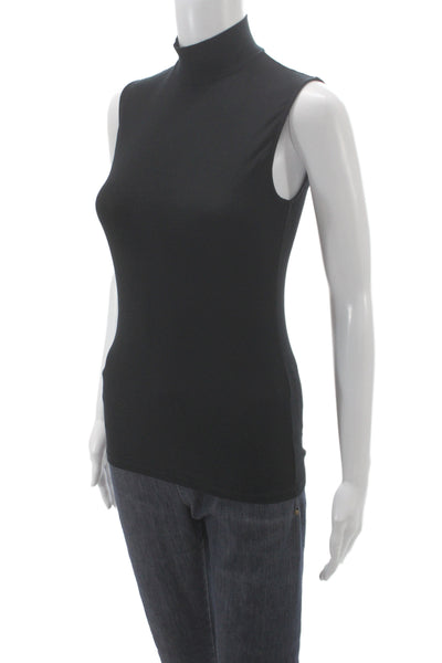 Theory Women Sleeveless Turtleneck Tank Black 90% Viscose Size PP