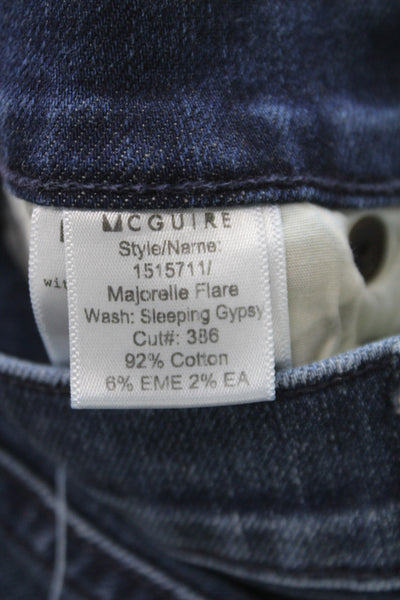 McGuire Womens Flared Jeans Blue Cotton Mid Rise Button Size 24