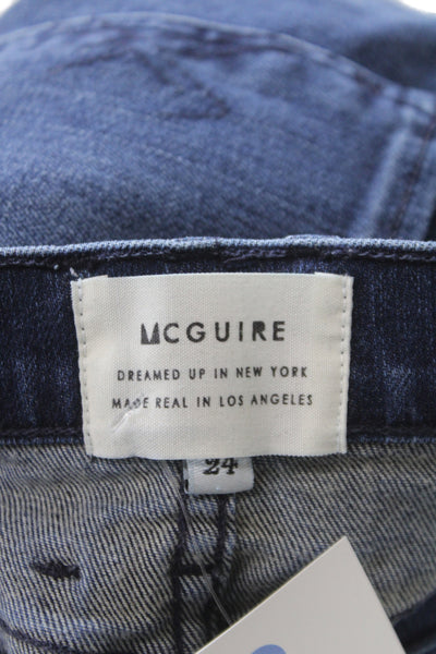 McGuire Womens Flared Jeans Blue Cotton Mid Rise Button Size 24
