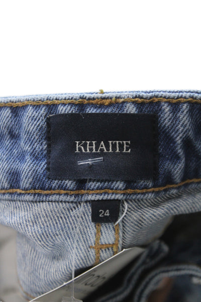 Khaite Womens Straight Blue Jeans 100% Cotton High Rise Size 24