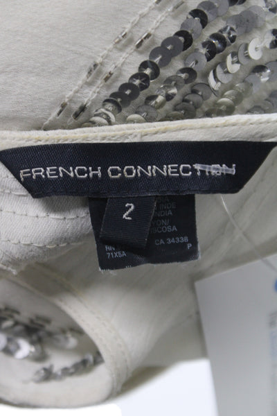 French Connection Women Shift Dress Ivory Scoop Neck Short Sleeve Size 2