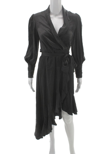 Zimmermann Womens Wrap Dress Black Silk Long Sleeve Size 0P
