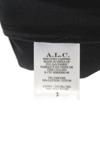 ALC Womens Mini Floral V Neck Long Sleeve Black Dress Size 2