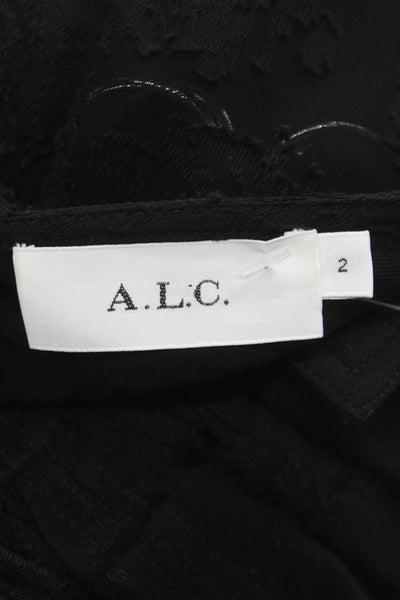 ALC Womens Mini Floral V Neck Long Sleeve Black Dress Size 2
