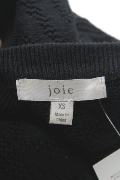 Joie Womens Black Geometric Crew Neck Pullover Sweater 3/4 Sleeve Size XS