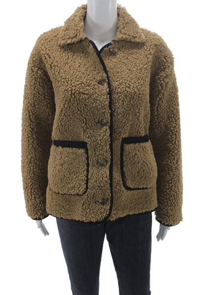 J Crew Womens Basic Jacket Brown Button Long Sleeve Polyester Size XS