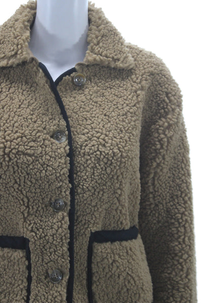 J Crew Womens Basic Jacket Brown Button Long Sleeve Polyester Size XS