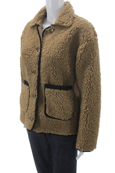 J Crew Womens Basic Jacket Brown Button Long Sleeve Polyester Size XS