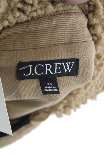 J Crew Womens Basic Jacket Brown Button Long Sleeve Polyester Size XS