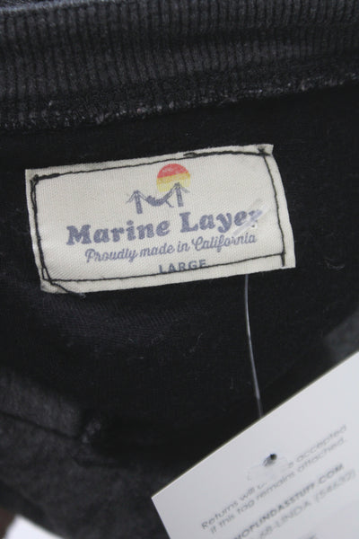 Marine Layer Unisex Adults Basic Gray Button Henley Long Sleeve T-Shirt Size L