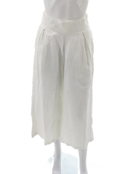 Faithfull The Brand Women Cropped Linen Pants White Size 2
