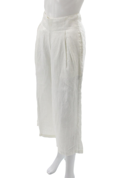 Faithfull The Brand Women Cropped Linen Pants White Size 2