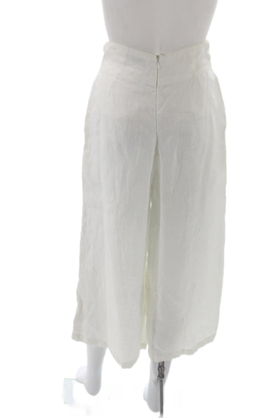 Faithfull The Brand Women Cropped Linen Pants White Size 2