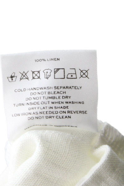 Faithfull The Brand Women Cropped Linen Pants White Size 2