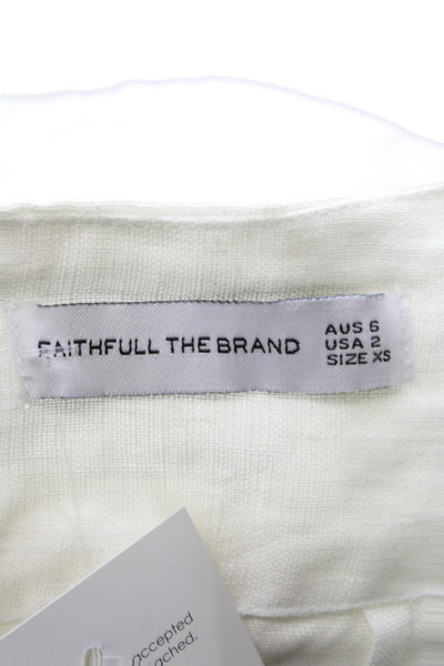 Faithfull The Brand Women Cropped Linen Pants White Size 2