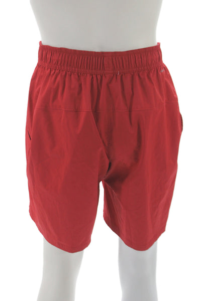 Nike Mens Red Athletic Shorts Drawstring 93% Polyester Size L
