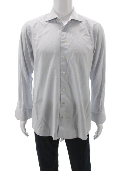 Eton Men's Long Sleeves Button Down Blue Stripe Shirt Size 42